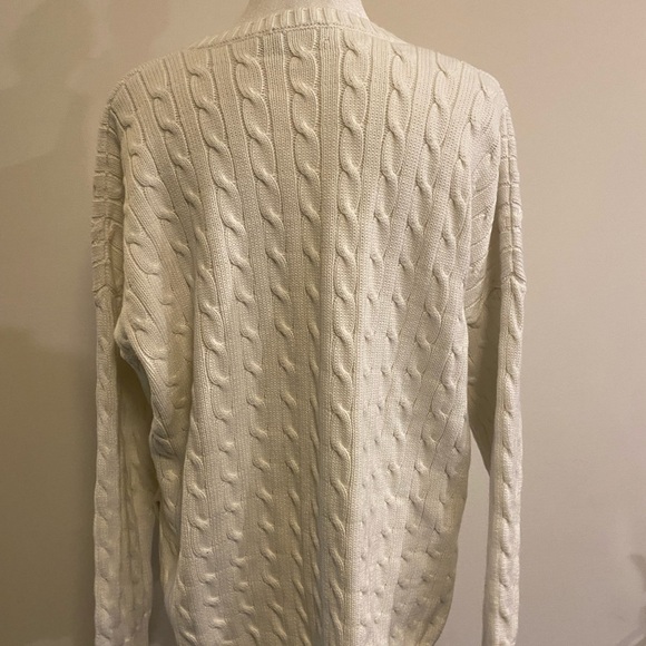 Polo Ralph Lauren Women's V-Neck White Cable Knit Cotton Sweater size X-Large - Picture 7 of 12